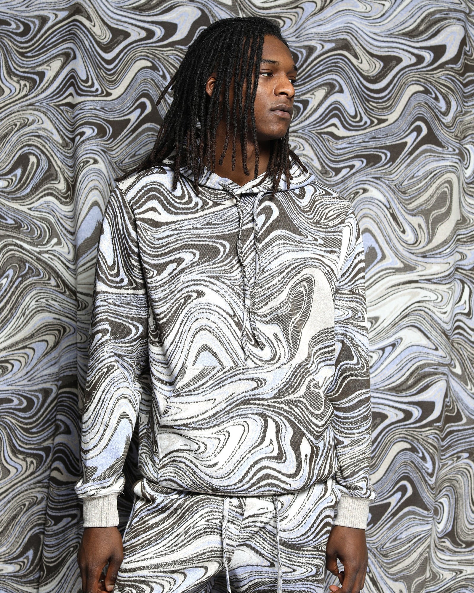 Liquid Swirl Hyper Reality Knit Hoodie-Mens-Twenty