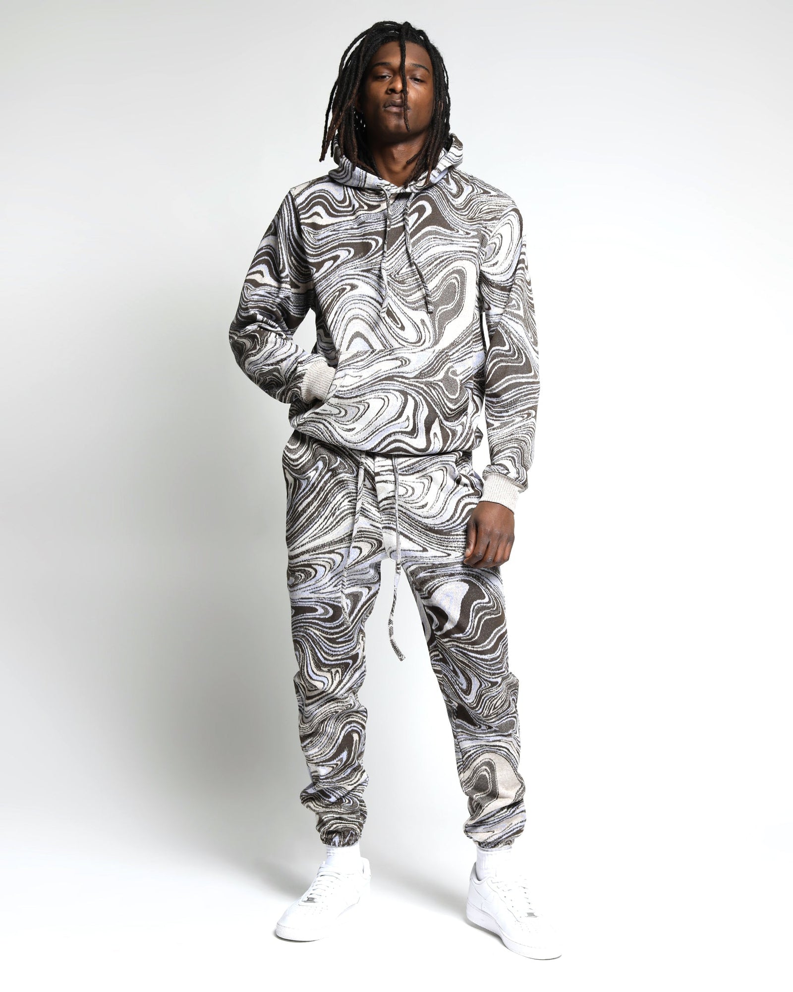 Liquid Swirl Hyper Reality Knit Hoodie-Mens-Twenty