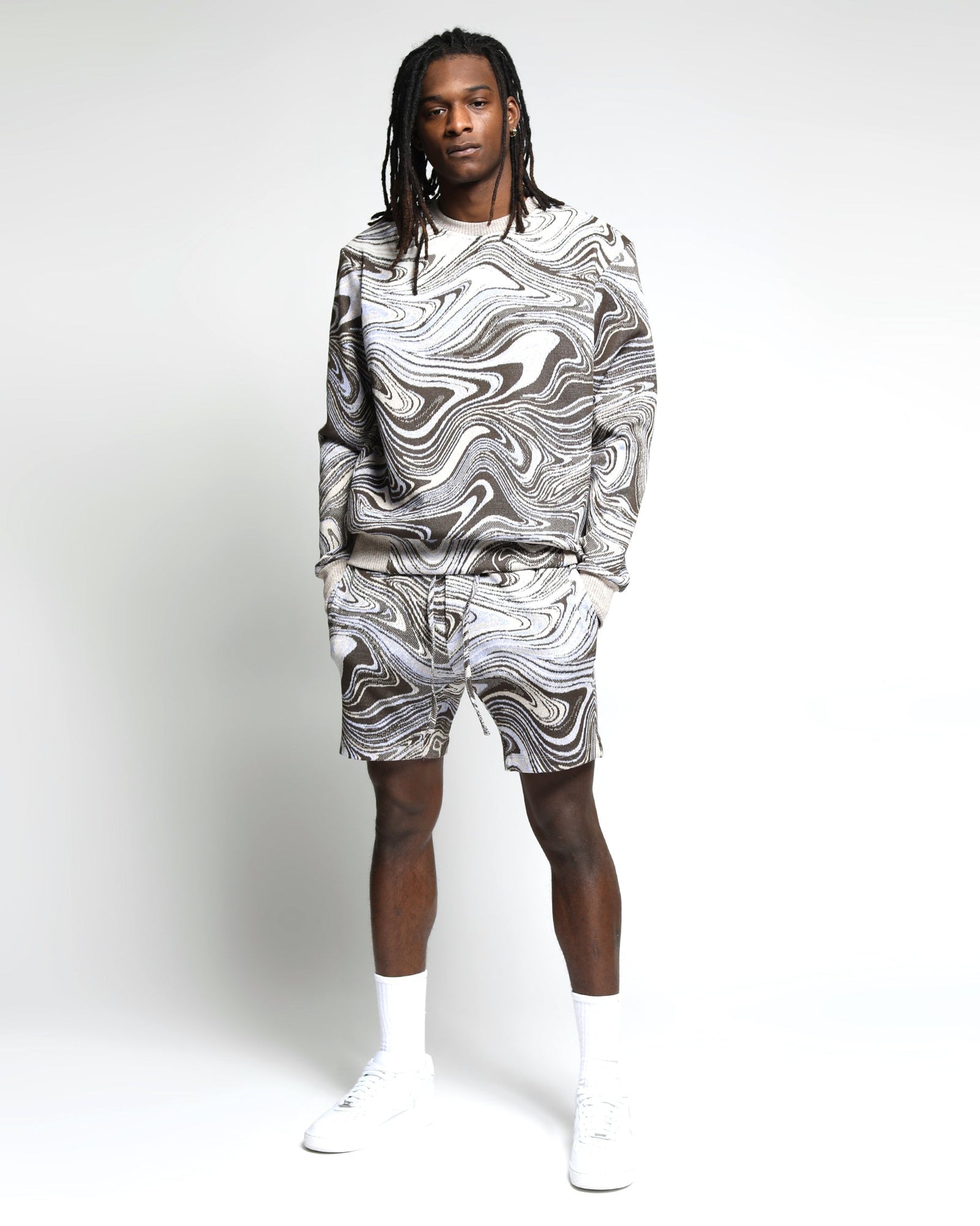 Liquid Swirl Hyper Reality Knit Shorts-Mens-Twenty