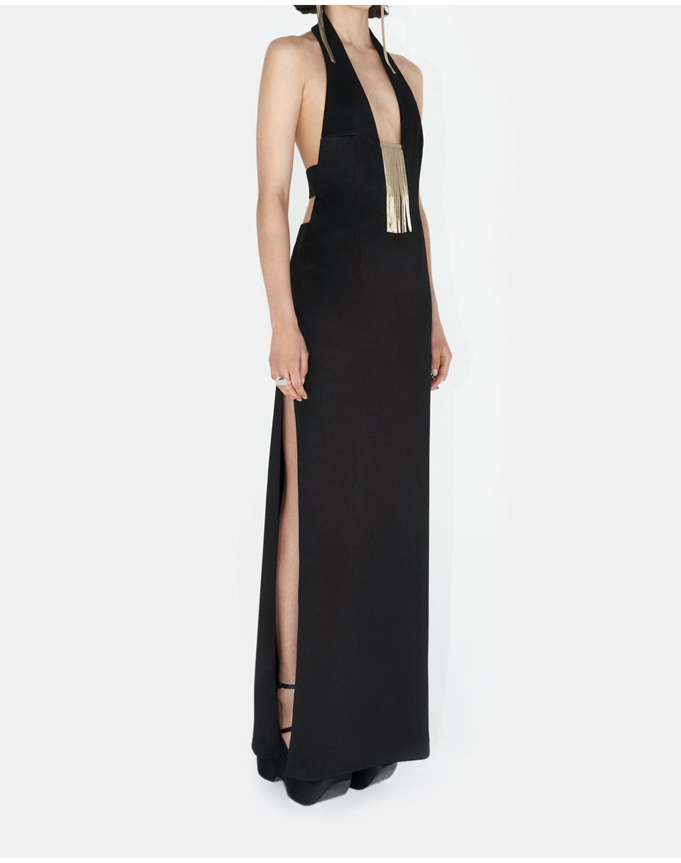 Liquid Chain Halter Dress | Black