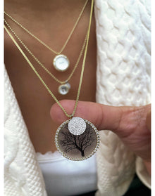 Lithograph Diamond and Silver Necklace | Two Tone Gold Plated Silver