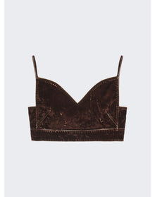 Loewe | Women | Velvet Denim Strappy Top | Coffee Bean