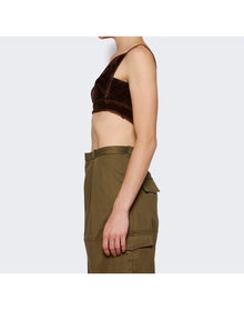 Loewe | Women | Velvet Denim Strappy Top | Coffee Bean