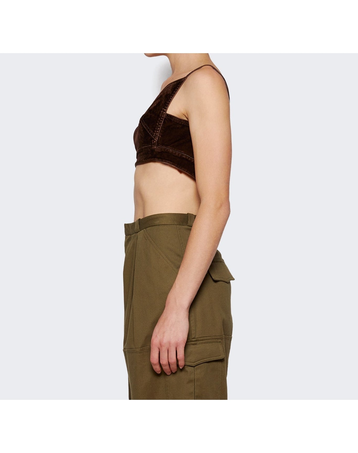 Loewe | Women | Velvet Denim Strappy Top | Coffee Bean