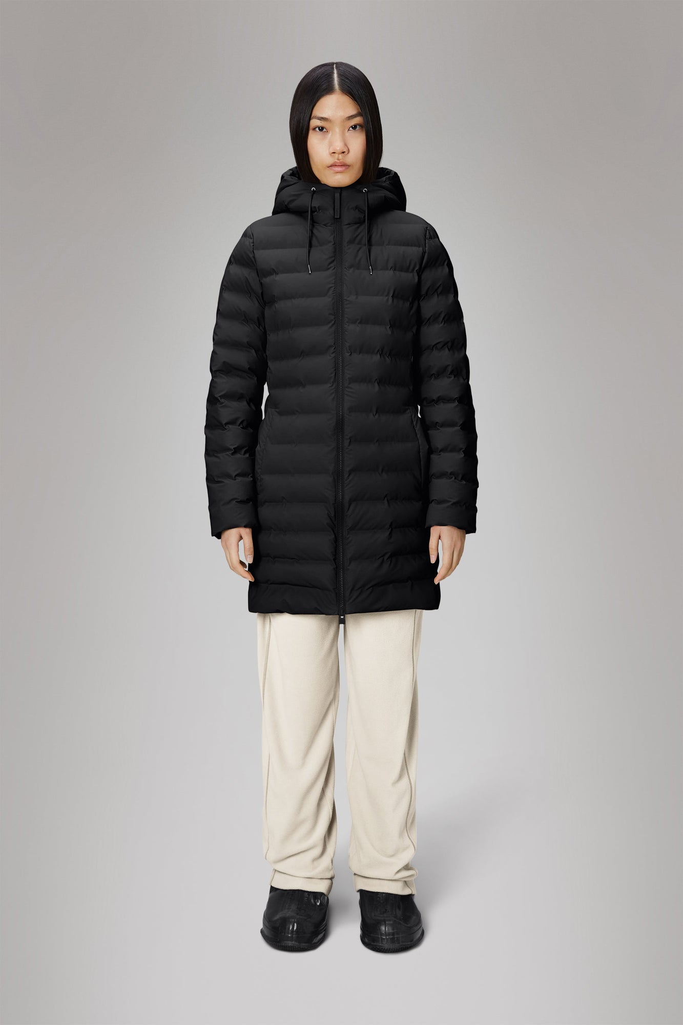 Lohja Long Puffer Curve Jacket | Black