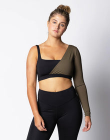Long-Sleeve One-Shoulder Form Fit Bra II | Jet/ Army