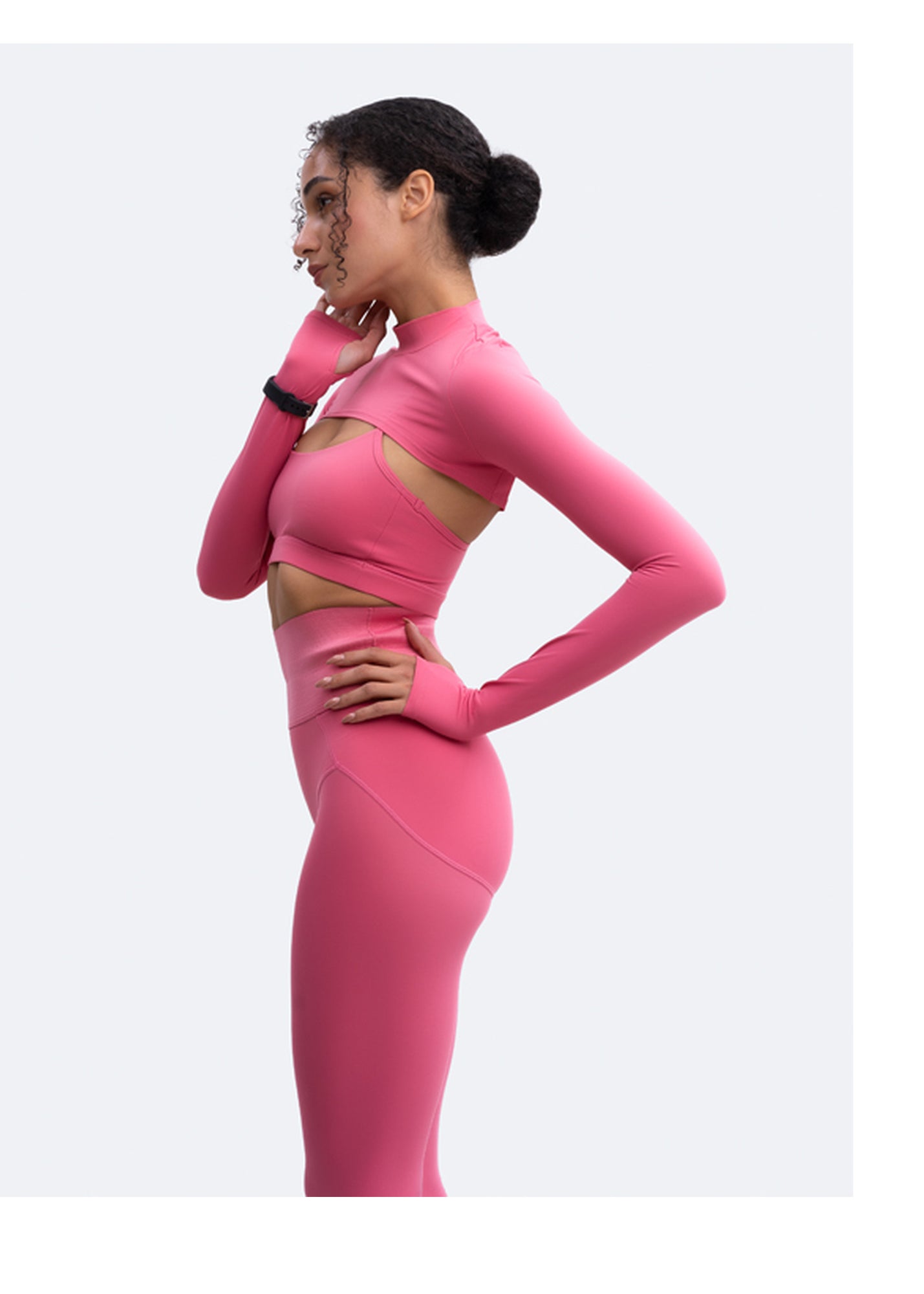 Long Sleeve Crew Neck Shrug | Pink
