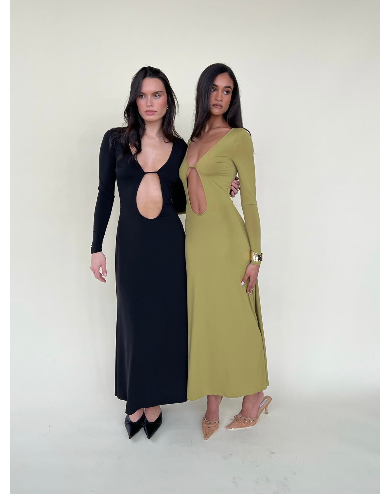 Long Sleeve Cutout Maxi Dress | Black