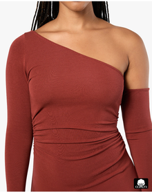 Long Sleeve Off Shoulder Dress | Chestnut