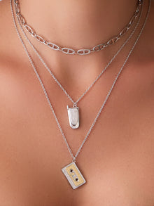 Cassette Necklace | 5A Grade Cubic Zirconia | Silver Rhodium Plated Brass