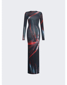 Louisa Ballou | Women | High Tide Dress | Black With Red x Silver Flowers