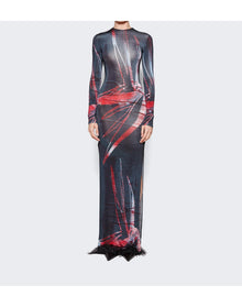 Louisa Ballou | Women | High Tide Dress | Black With Red x Silver Flowers