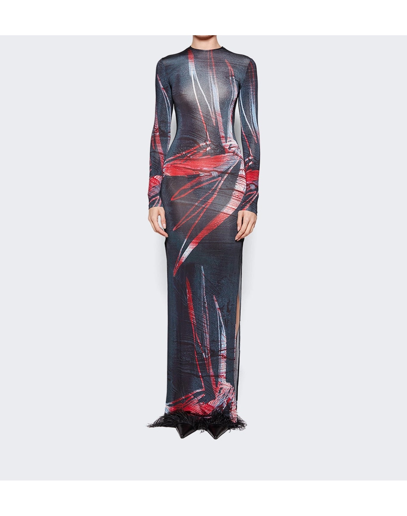 Louisa Ballou | Women | High Tide Dress | Black With Red x Silver Flowers