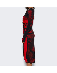 Louisa Ballou | Women | Long-sleeve Summer Solstice Midi Dress | Queen Red