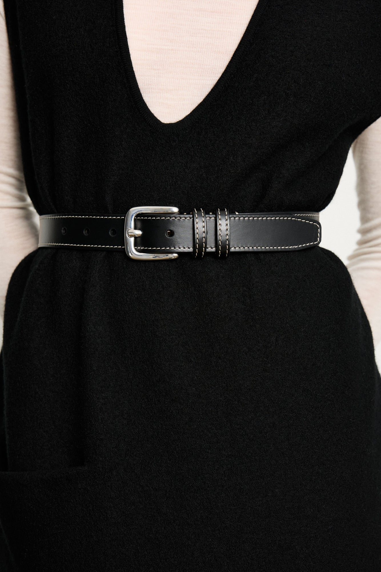 Louison Belt | Black & White & Silver
