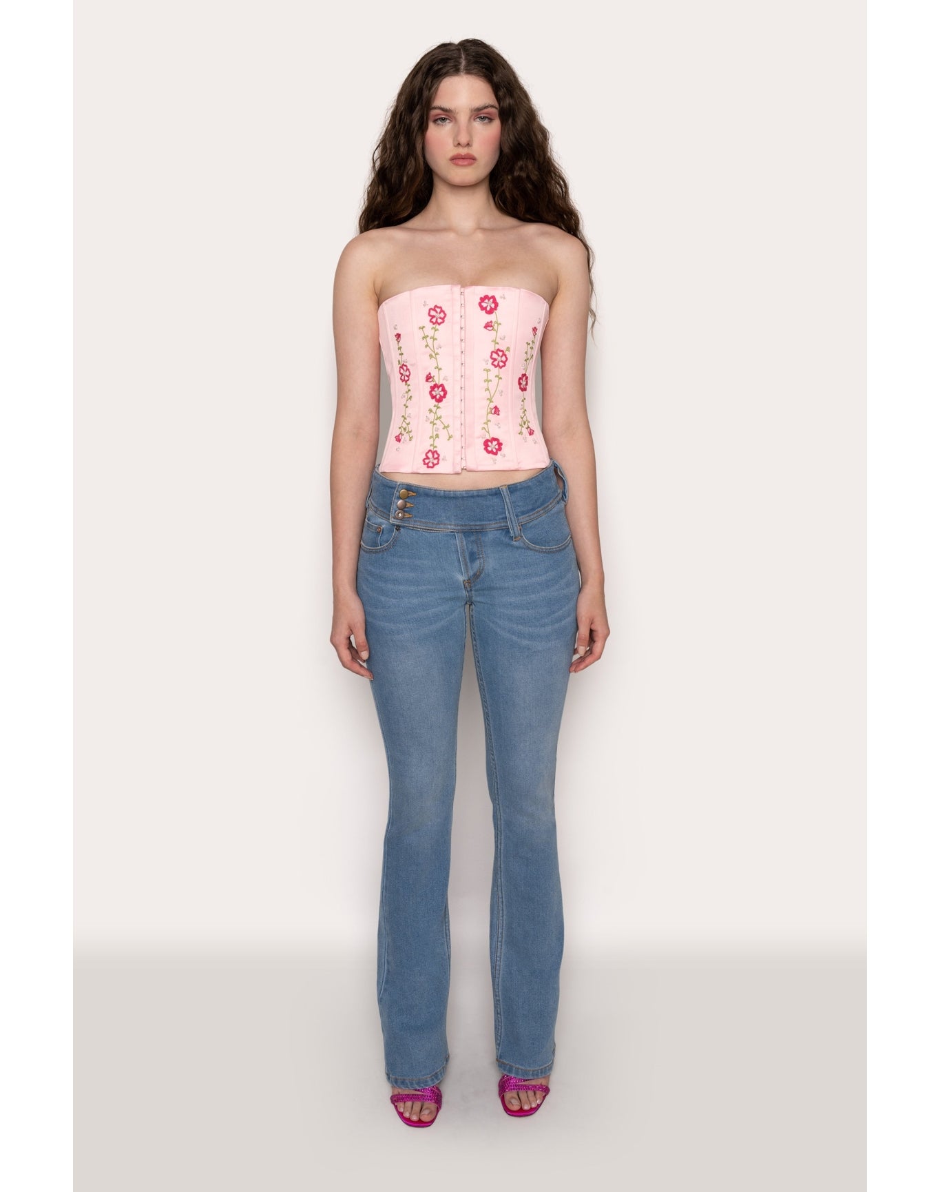 Low Rise Belted Flare Denim | Blue Tide