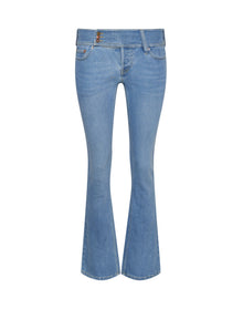Low Rise Belted Flare Denim | Blue Tide
