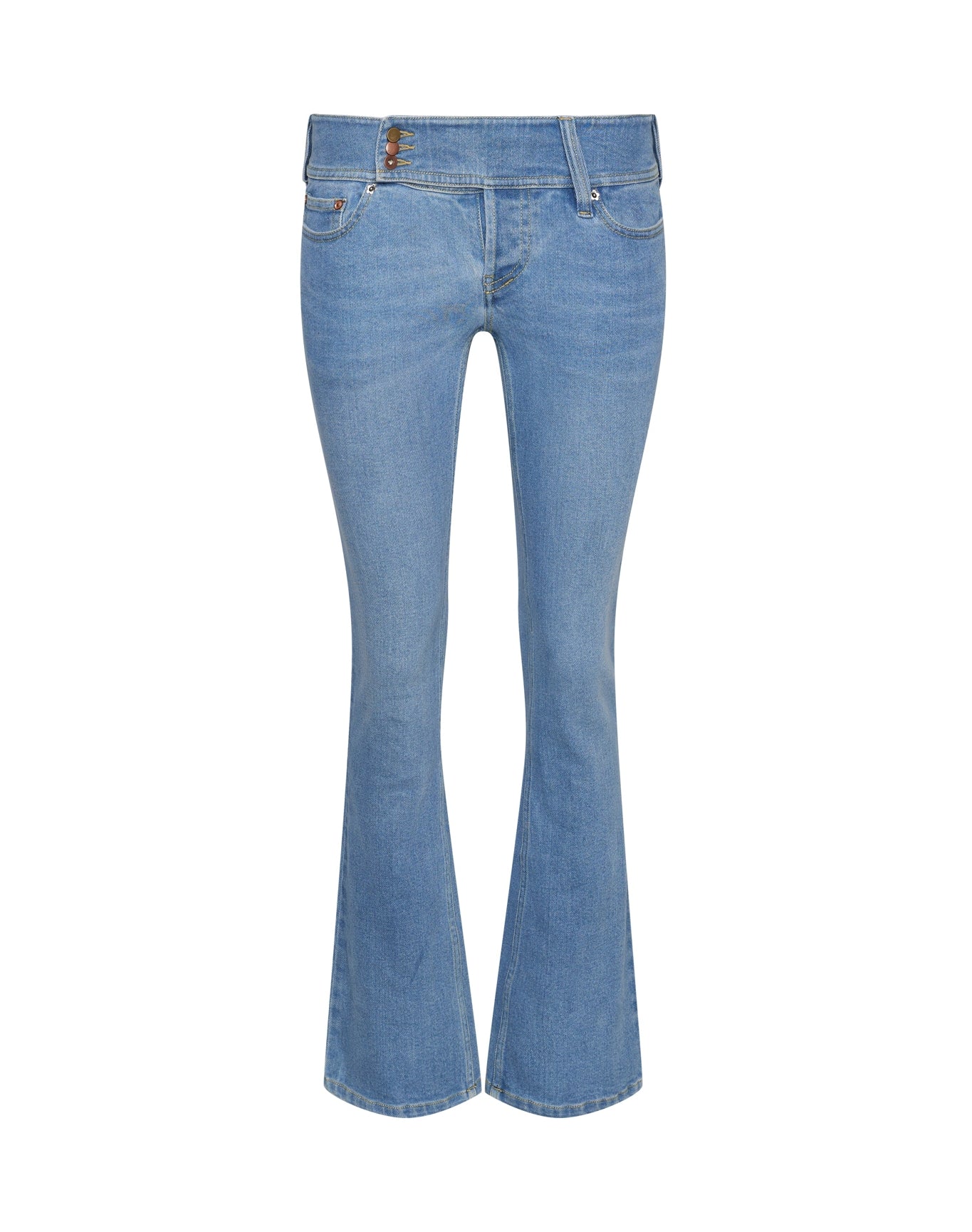 Low Rise Belted Flare Denim | Blue Tide