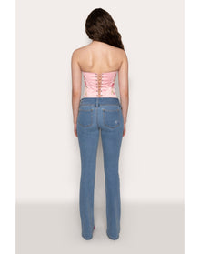 Low Rise Belted Flare Denim | Blue Tide