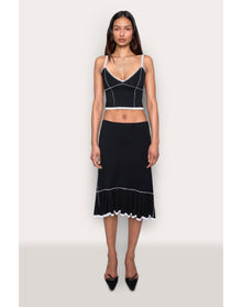 Low Rise Dainty Midi Skirt | Black