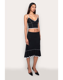 Low Rise Dainty Midi Skirt | Black