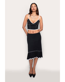Low Rise Dainty Midi Skirt | Black