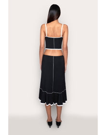 Low Rise Dainty Midi Skirt | Black
