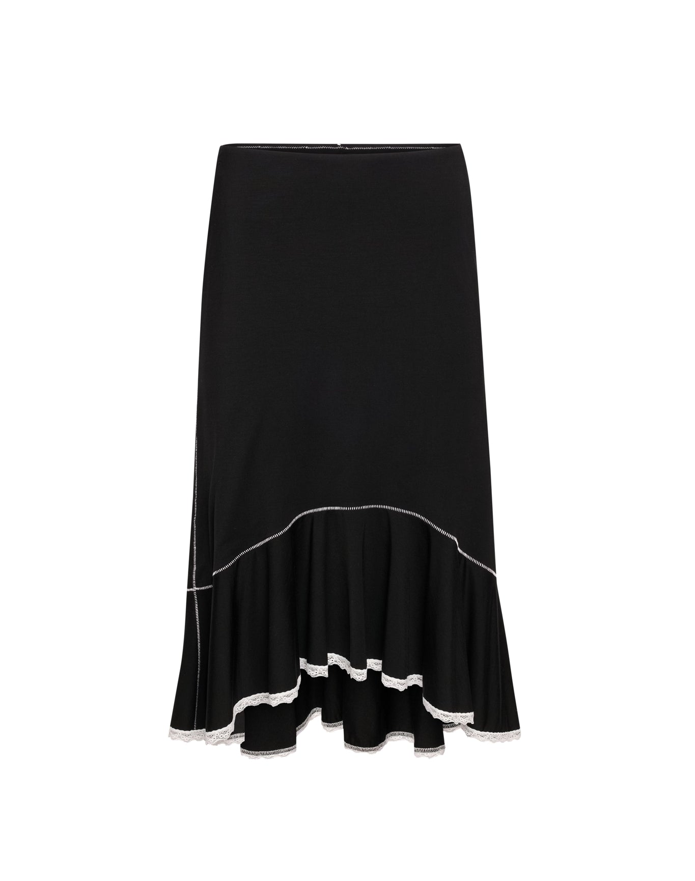 Low Rise Dainty Midi Skirt | Black