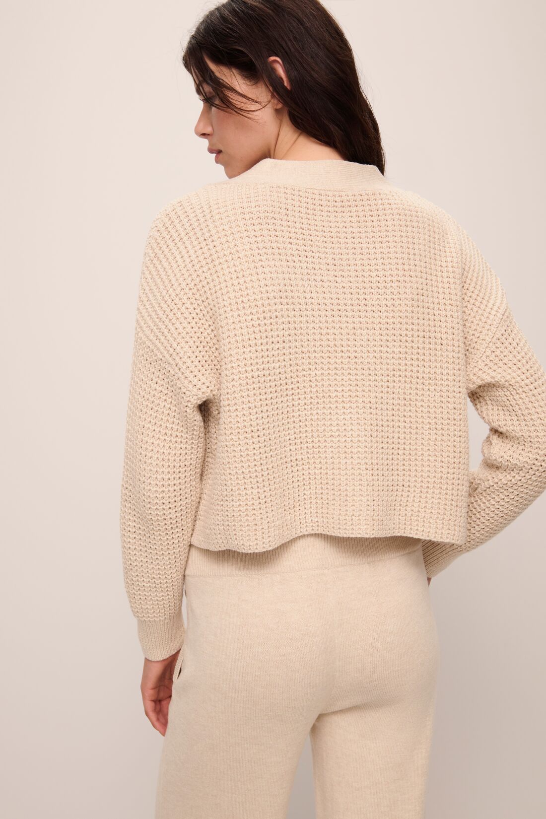 Womens | Recycled Sweater Cropped Cardigan | Oat
