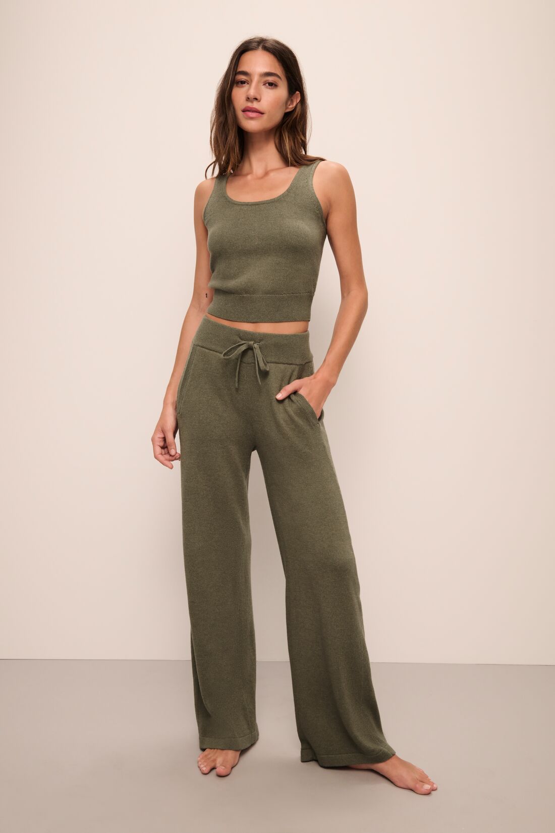 Recycled Sweater Cropped Tank | Moss