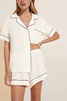 Gisele TENCEL™ Modal Relaxed Short PJ Set | Ivory x Navy