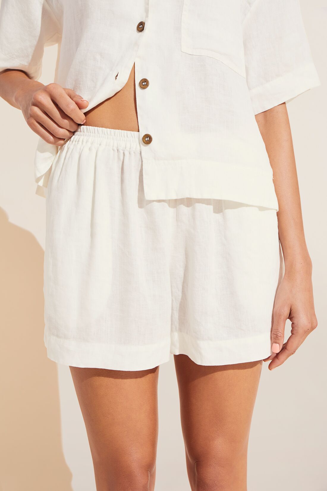 Garment Dyed Linen Short Set | Ivory
