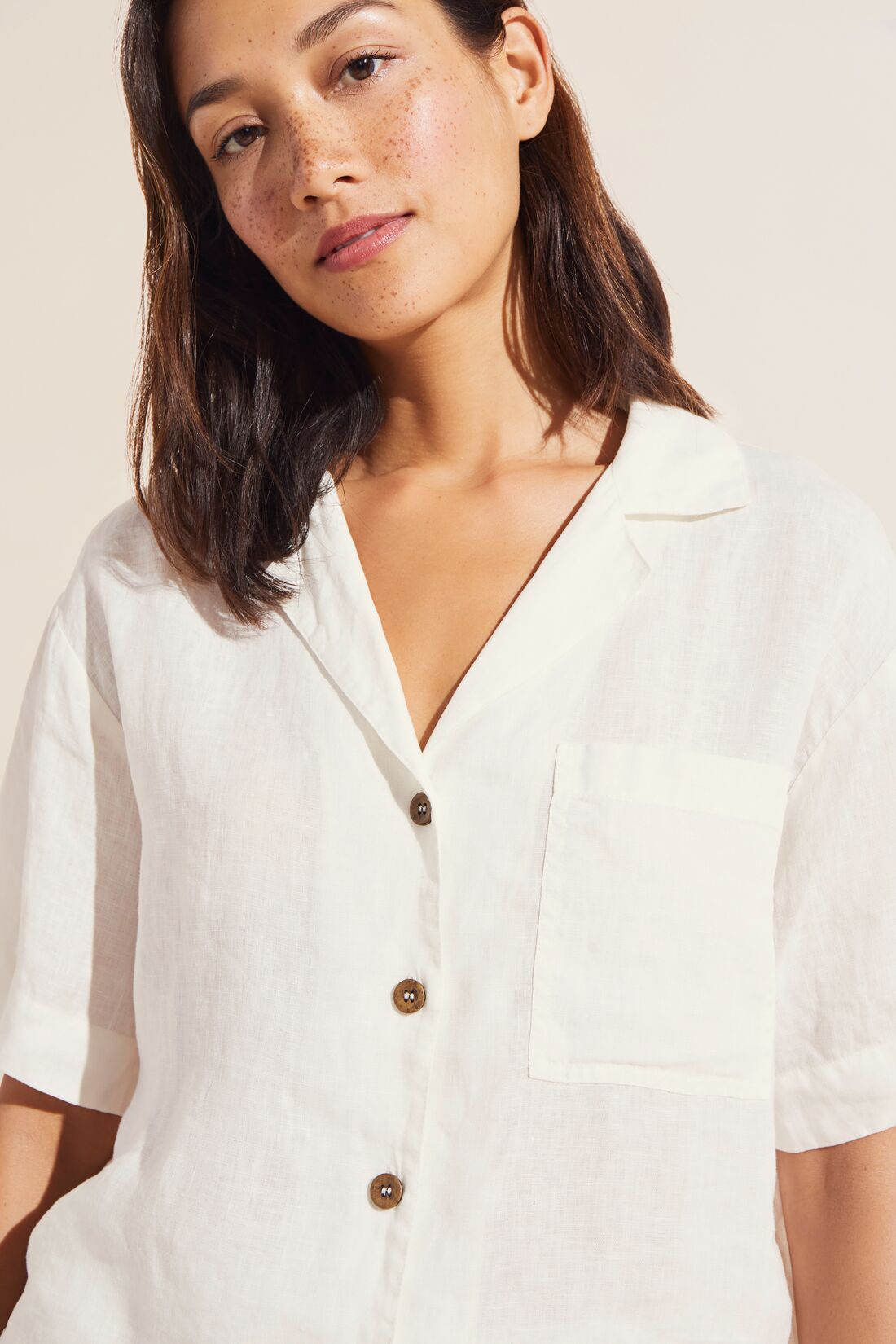 Garment Dyed Linen Short Set | Ivory