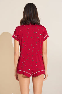 Gisele Printed TENCEL™ Modal Shortie PJ Set | Apres Ski Haute Red x Ivory