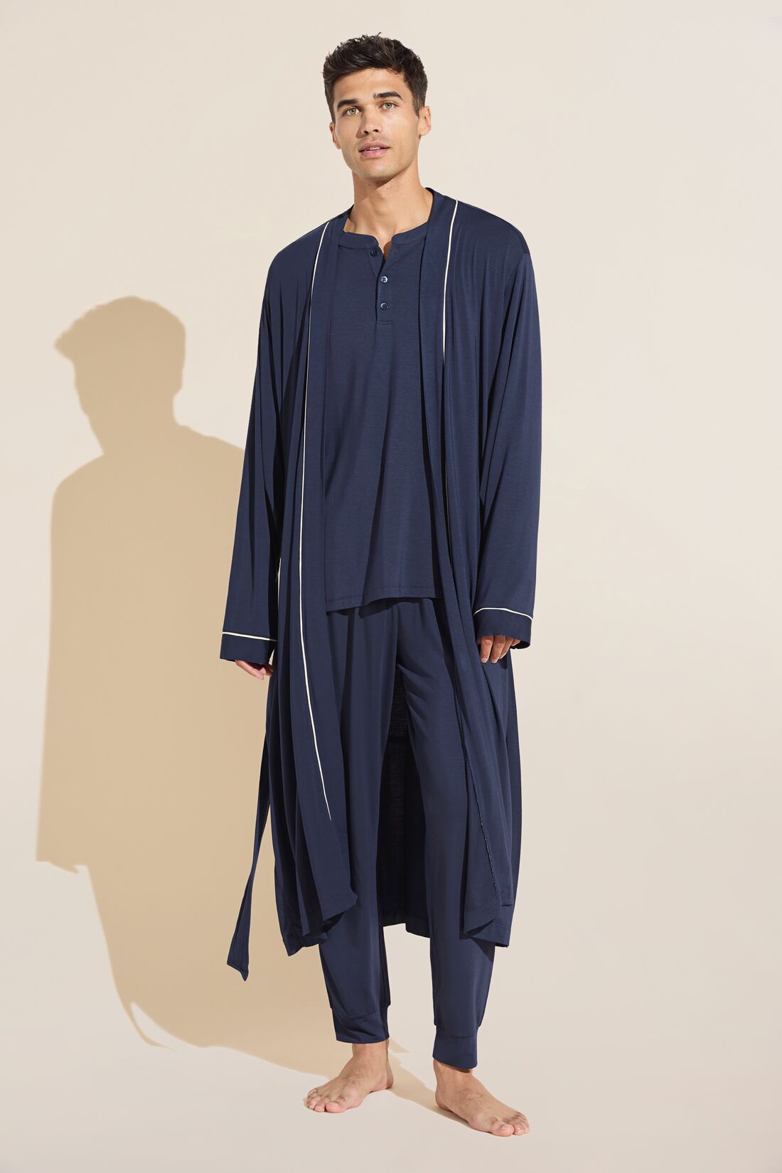 Men | William TENCEL™ Modal Robe | True Navy/Ivory