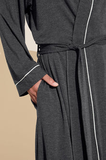 Model wears William TENCEL™ Modal Robe in charcoal heather.