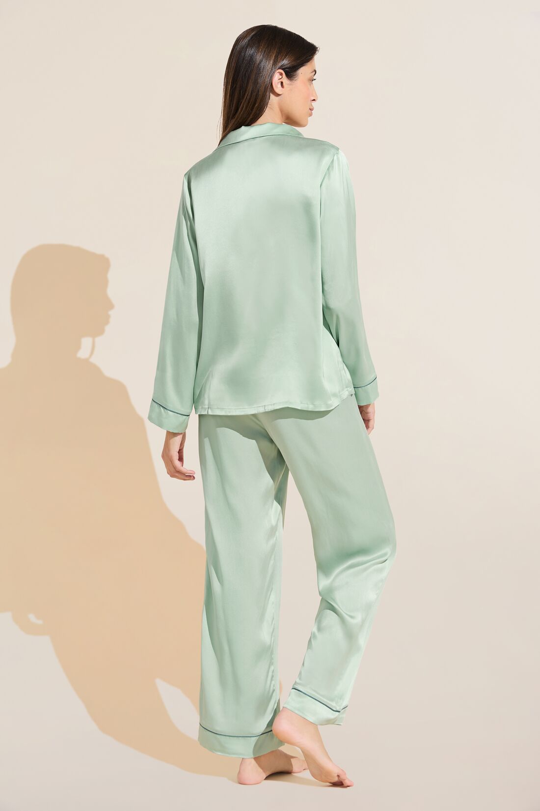 Inez Washable Silk Long PJ Set | Surf Spray/Agave