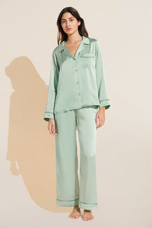 Inez Washable Silk Long PJ Set | Surf Spray/Agave