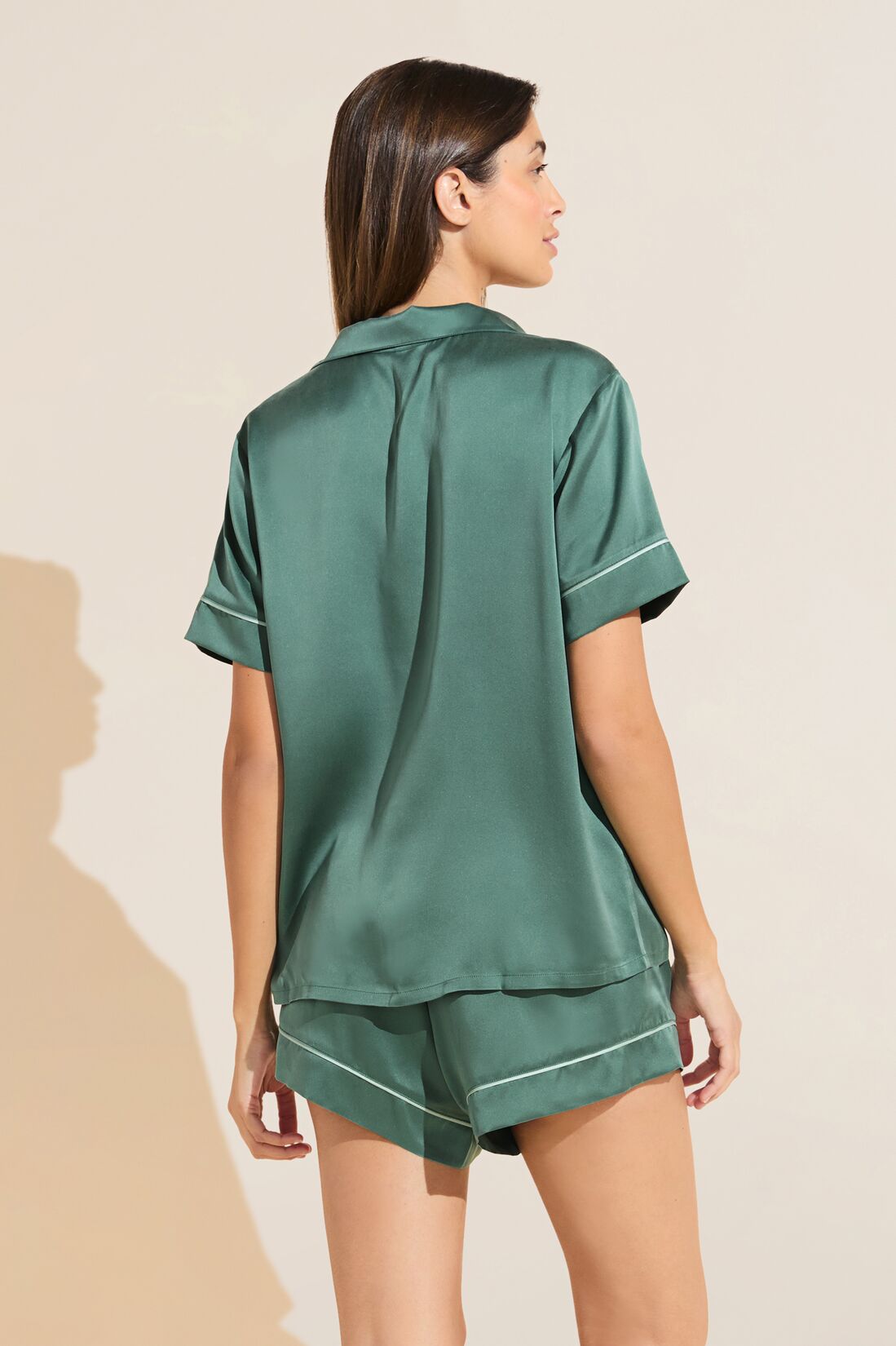 Inez Washable Silk Short PJ Set | Agave/Surf Spray