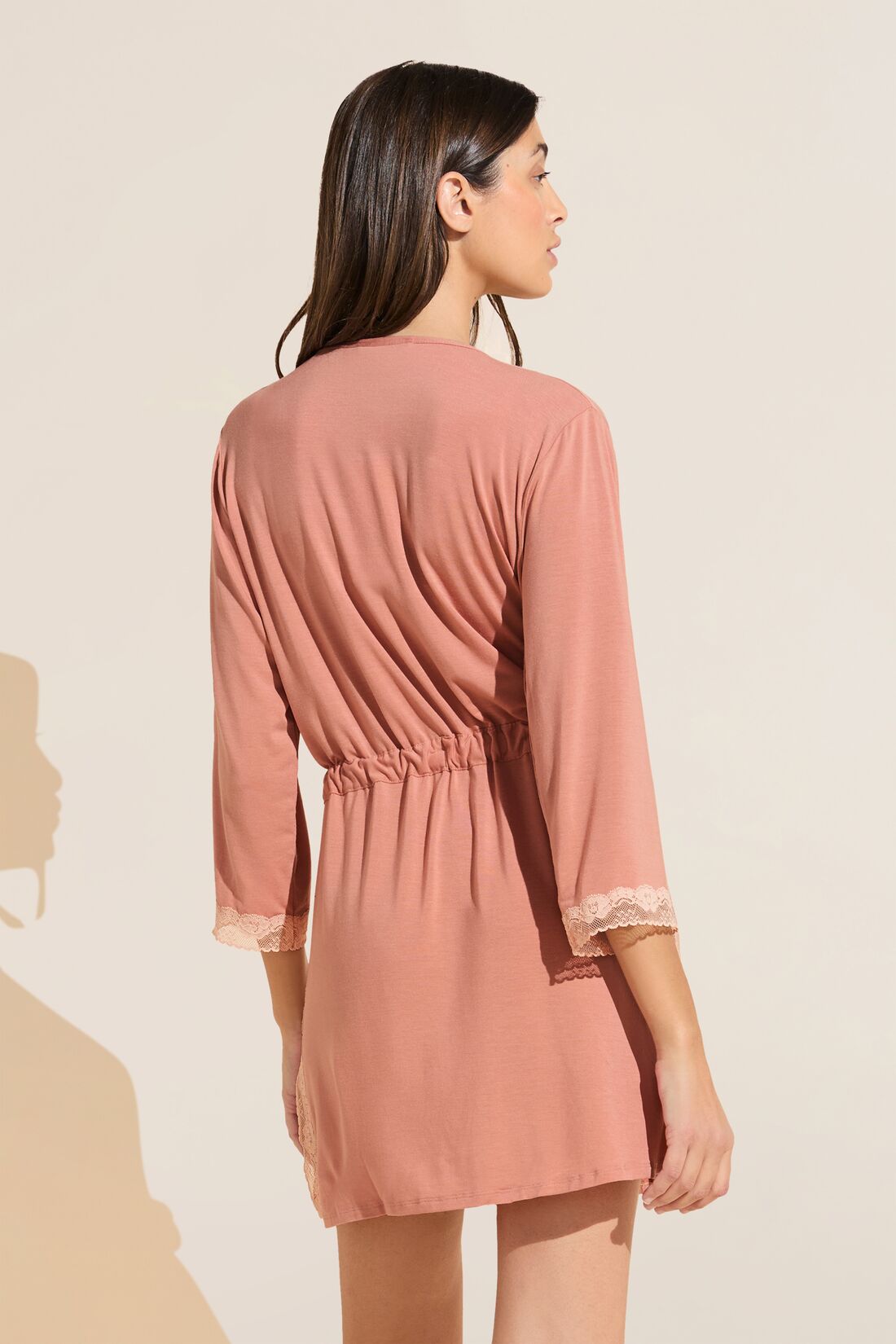 Flora TENCEL™ Modal 3/4 Sleeve Robe | Pink Rouge/Rose