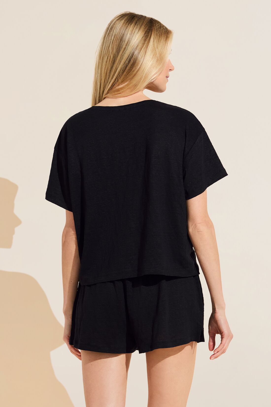 Womens | Organic Linen Knit Short Sleeve T-Shirt | Black