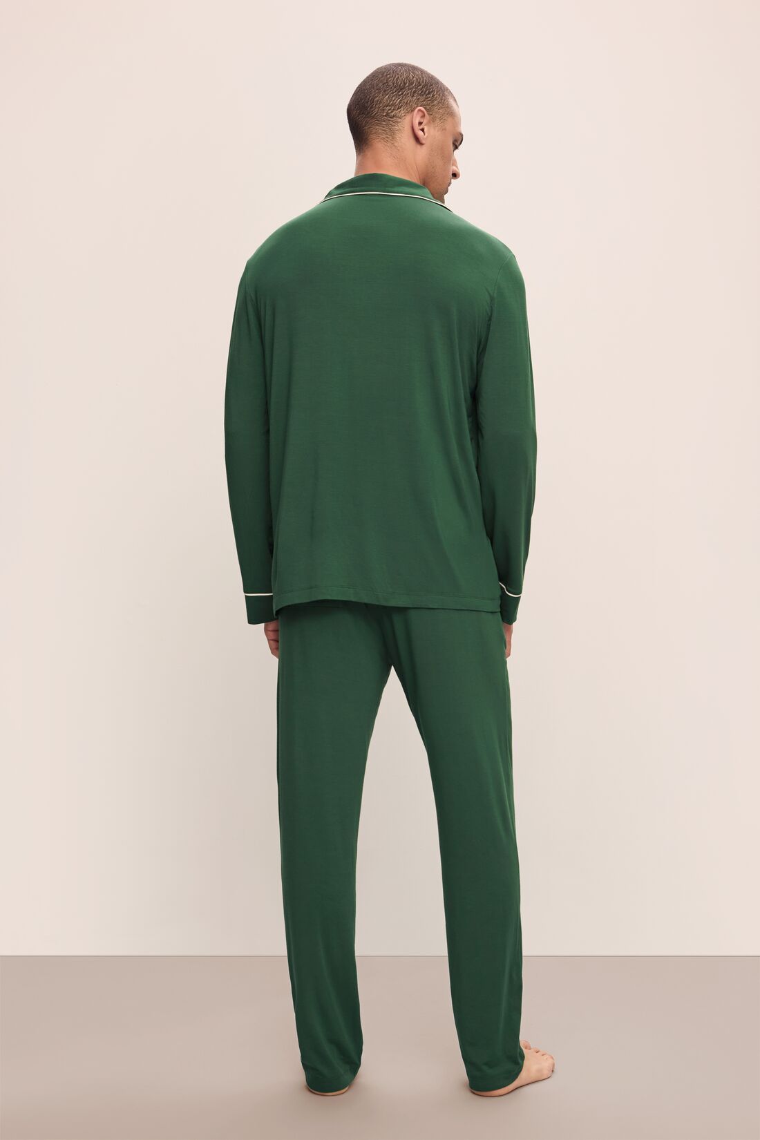 Men | William TENCEL™ Modal Long PJ Set | Forest Green/Ivory