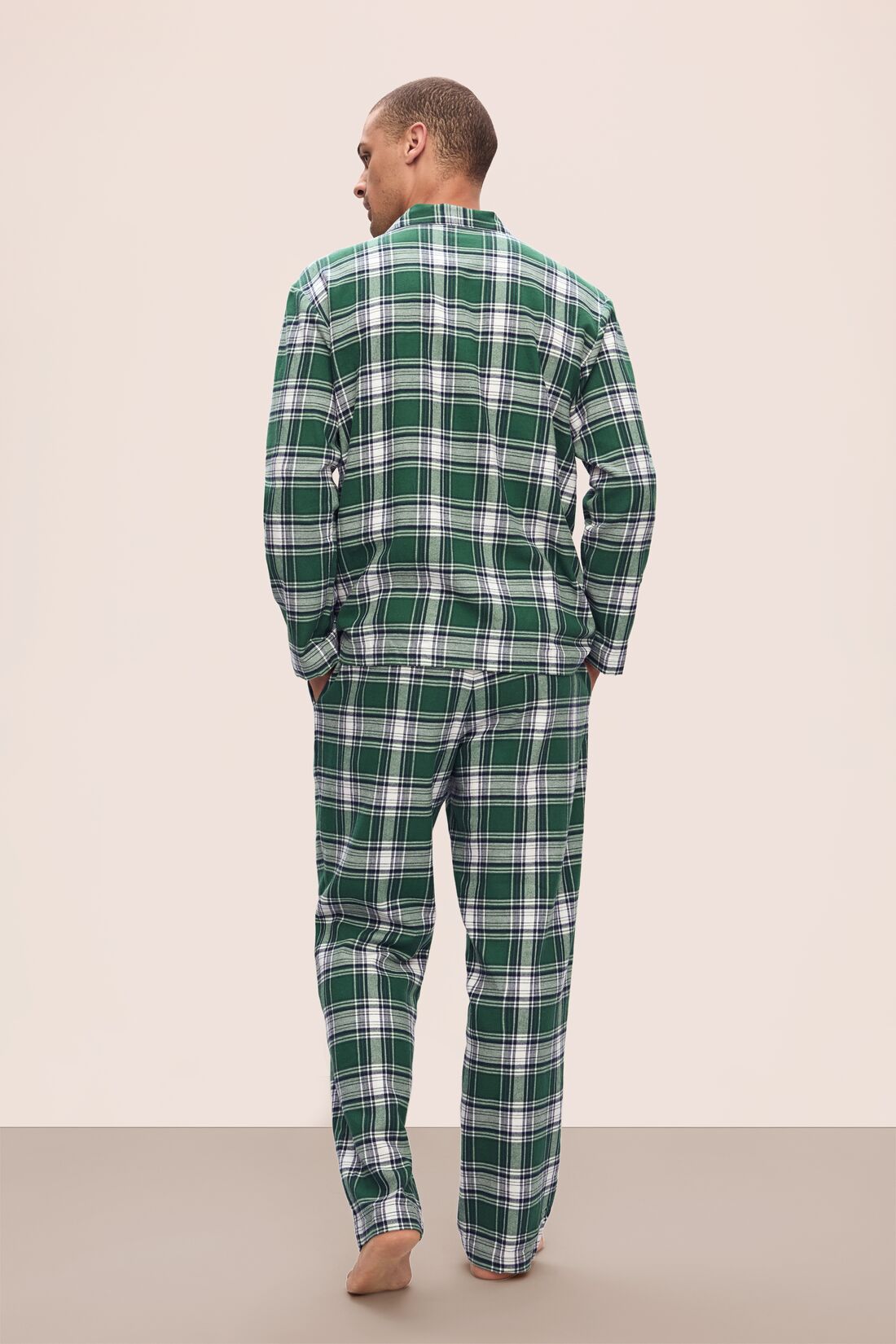 Men | Men's Flannel Long PJ Set | Tartan Plaid Forest Green