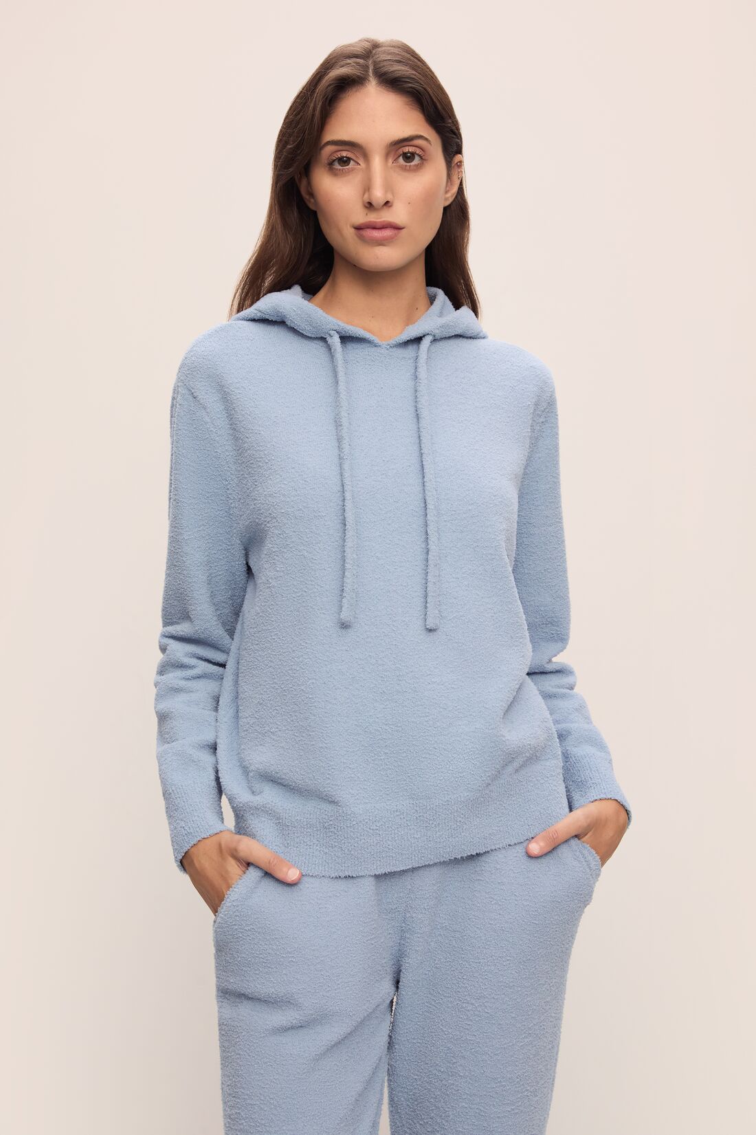 Womens | Recycled Boucle Hoodie | Wedgewood Blue