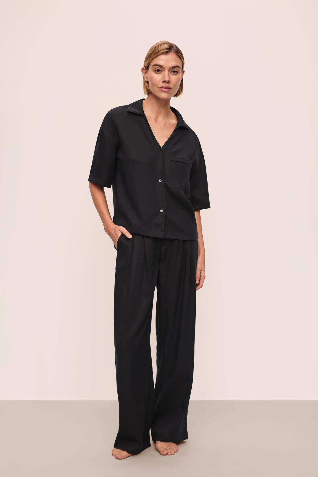 Tencel Woven Relaxed Trouser | Black