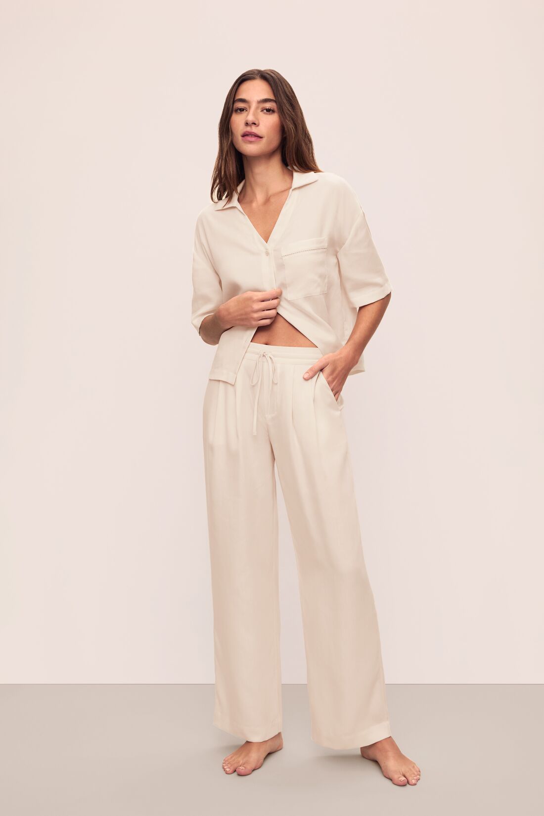 Tencel Woven Relaxed Trouser | Whitecap Grey