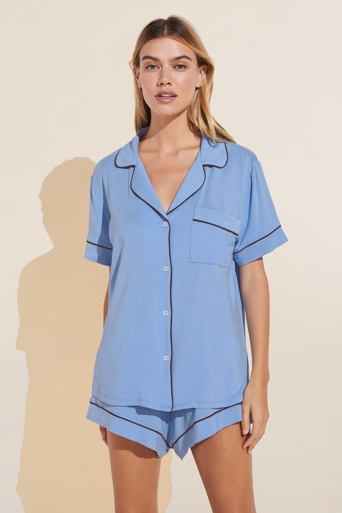 Gisele TENCEL™ Modal Relaxed Short PJ Set | Vista Blue x Java