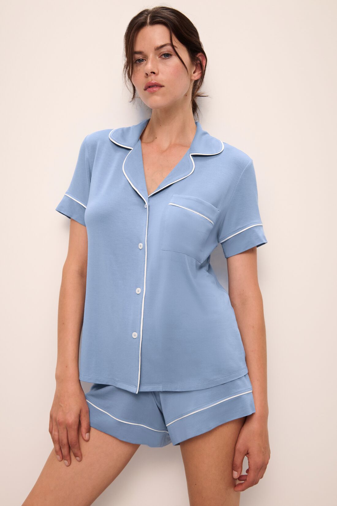 Gisele TENCEL™ Modal Relaxed Short PJ Set | Wedgewood Blue/Ivory