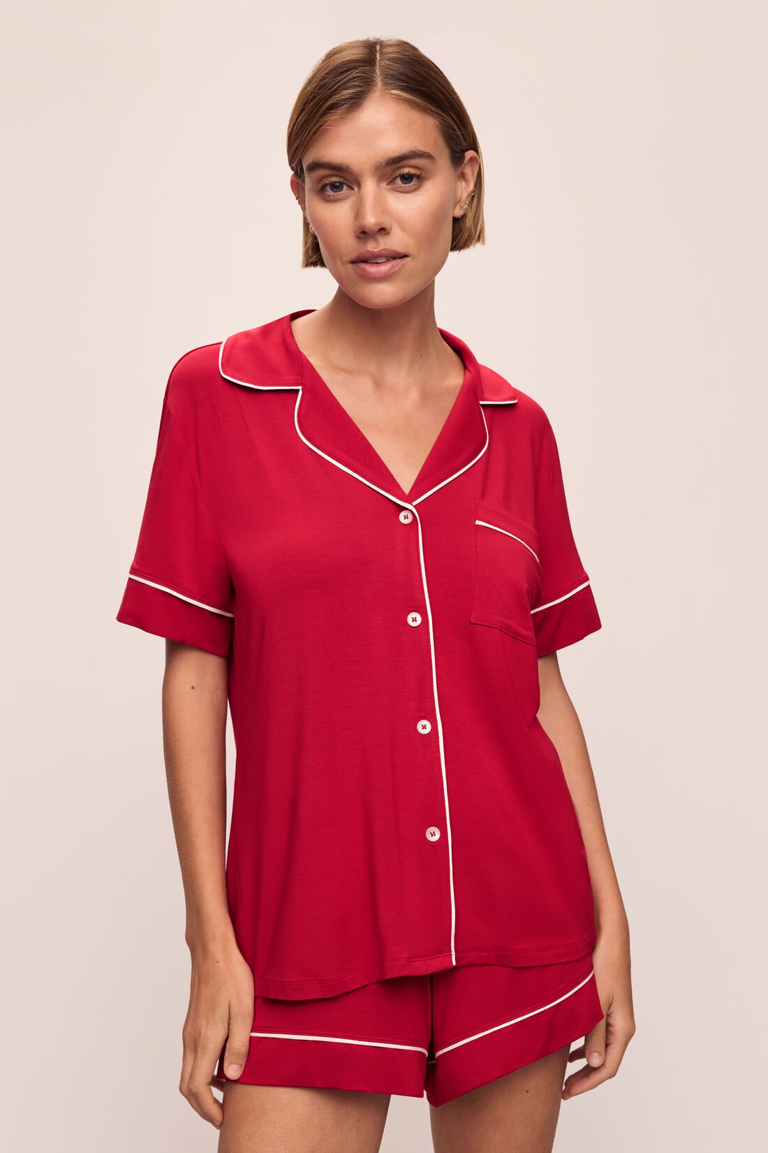 Gisele TENCEL™ Modal Relaxed Short PJ Set | Haute Red/Ivory