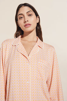 Gisele Printed TENCEL™ Modal Long PJ Set | Geo Tile Rose Cloud/Rose Cloud